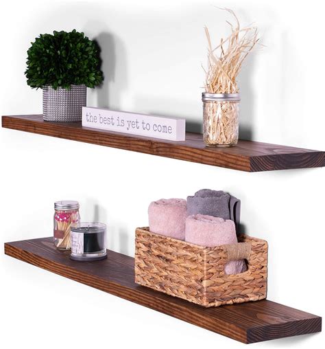 Dakoda Love 48 X 8 Clean Edge Solid Wood Floating Shelves