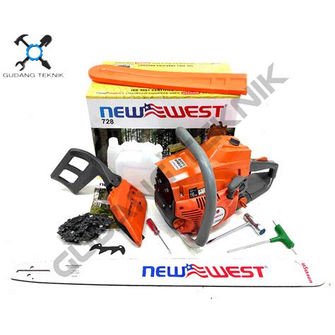 Jual Mesin Chainsaw Belah Kayu 26 LASER 728 NEW WEST Mesin Gergaji