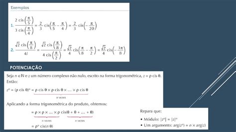 NÚMEROS COMPLEXOS NA FORMA TRIGONOMÉTRICA ppt carregar