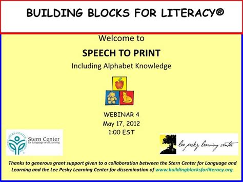 Building Blocks: Speech to Print Webinar