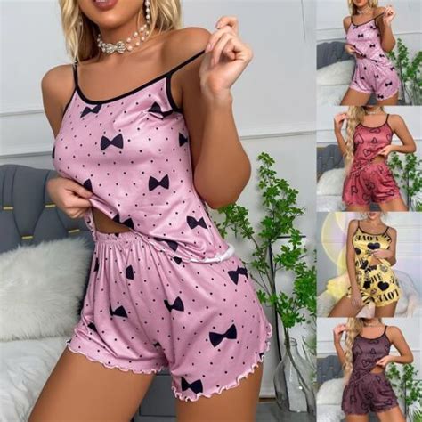 Ensemble Pyjama Imprim Pour V Tements De Nuit Femmes Avec Hauts Et