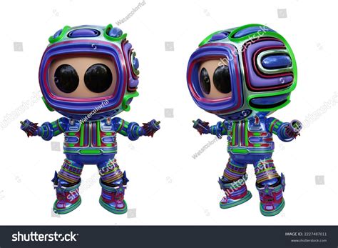 3d Rendering Illustration Cute Design Robot Stock Illustration ...