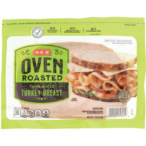 H E B Thick Sliced Oven Roasted Turkey Breast Lunch Meat Shop Meat At