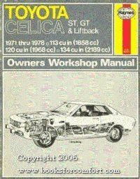 Toyota Celica St Gt And Liftback Owner S Workshop Manual By