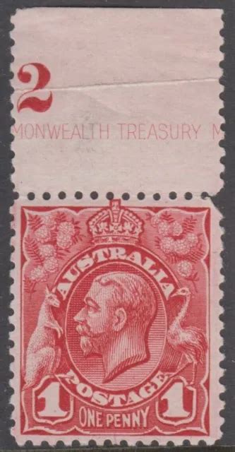 STAMP AUSTRALIA 1D Red Engraved KGV Plate 2 Part Imprint Single ACSC