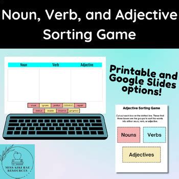 Noun Verb Adjective Sorting Game Pdf And Google Slides Self Checking