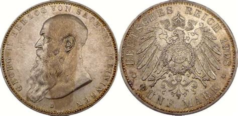 5 Mark 1908 D Georg II 1866 1914 Herzog Von Sachsen Meiningen