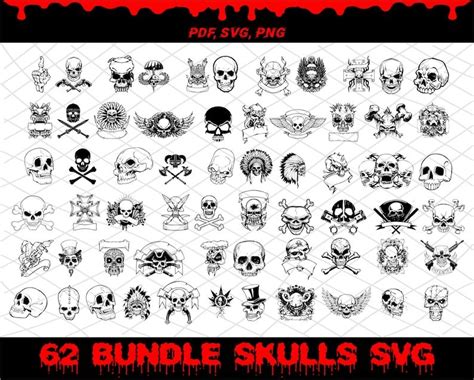 Skulls Svg Bundle Skulls Collection Vectors Svg Cut Files Silhouette