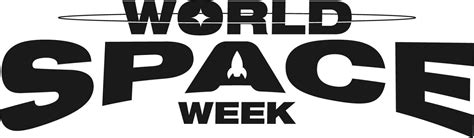 World Space Week Typographic Design Isolated on White Background. Rocket ship silhouette. Vector ...