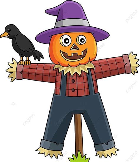 Scarecrow Halloween Cartoon Colored Clipart Puppet Pumpkin Clip Art