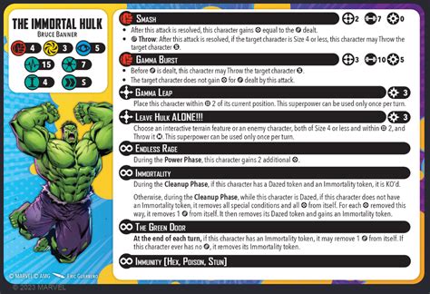 Immortal Hulk Marvel Crisis Protocol Character Card Rules