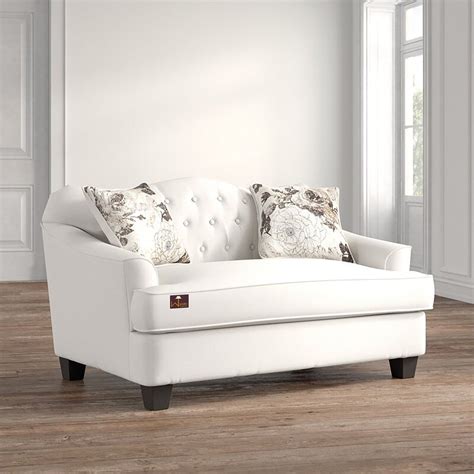 Wooden Recessed Arm Loveseat Sofa With Reversible Cushions Seater