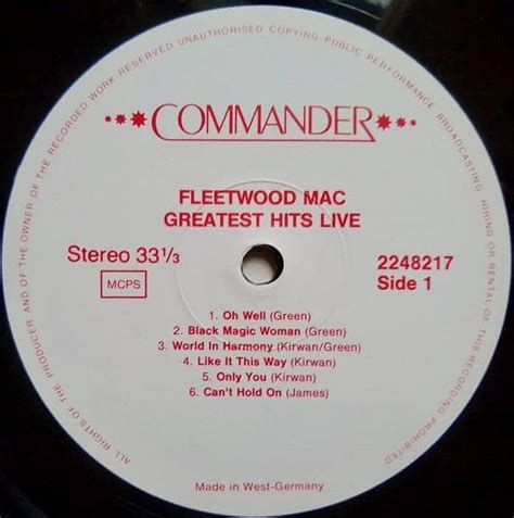 Fleetwood Mac ‎– Greatest Hits Live - Vinyl Pussycat Records