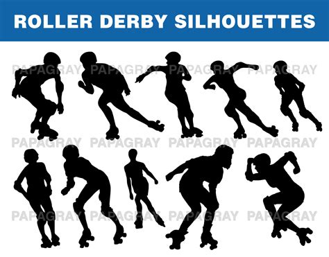 Roller Derby Silhouette Pack 10 Designs Digital Download Etsy Uk