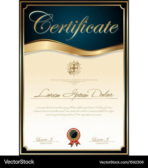 Elegant Blue Certificate Template Royalty Free Vector Image