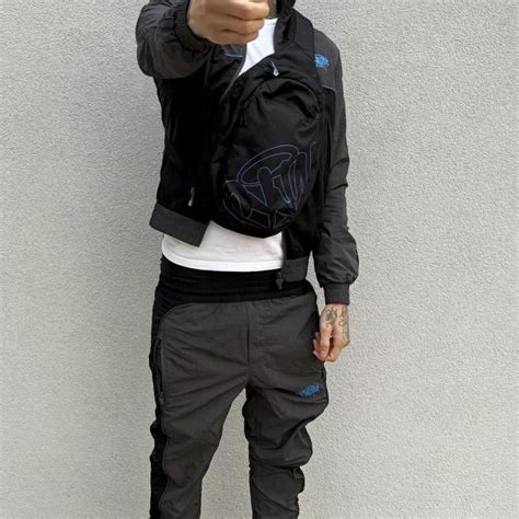 Syna World Logo Shell Tracksuit In Black Blue Size Depop