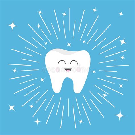 Healthy Tooth Icon Holding Bunting Flag Smile Oral Dental Hygiene