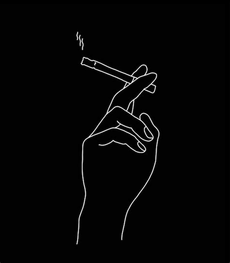 Ilustração vetorial de linha única de uma mão segurando um cigarro