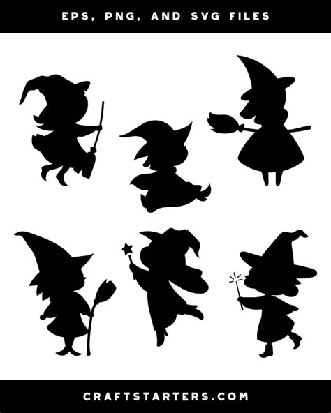 Cute Witch Silhouette Clip Art