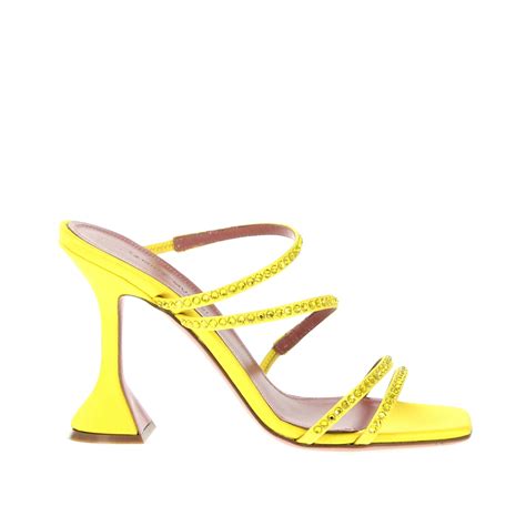 Amina Muaddi Naima Crystal Satin Yellow Carla Saint Barth