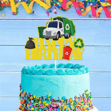 Decoración de pastel de feliz cumpleaños para camión de basura gestión