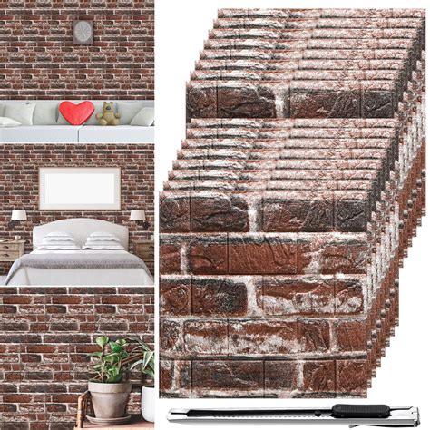 Colarr 60 Pcs 3D Wall Panels Peel And Stick Faux Foam 3D Brick