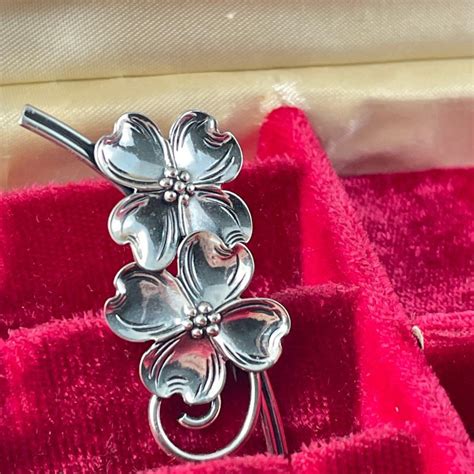 Vintage Beau Sterling Double Dogwood Flower Brooch