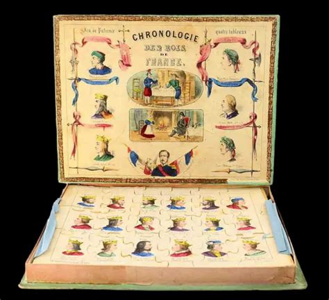 PUZZLE CHRONOLOGIE DES ROIS De FRANCE Vers 1848 Jouet Jeu Ancien EUR