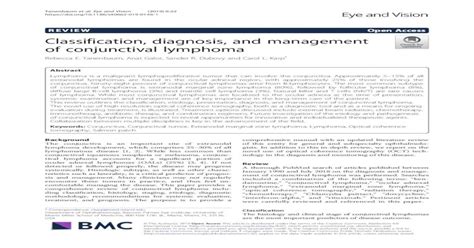 Classification Diagnosis And Management Of Conjunctival Of Conjunctival Lymphoma Rebecca E