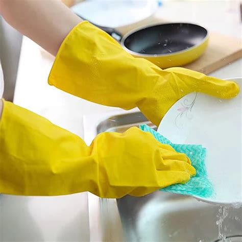 Whole Sale 1 Pair Reusable Kitchen Toilet Cleaning Gloves Rubber Latex Made Household Use For