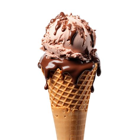 Ai Generated Chocolate Ice Cream Waffle Cone With Syrup Close Up