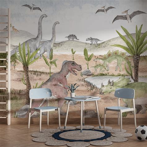 Papel De Parede Infantil Dinossauro Aquarela Elo