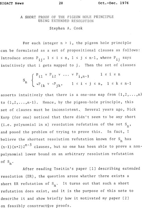 A Short Proof Of The Pigeon Hole Principle Using Extended Resolution