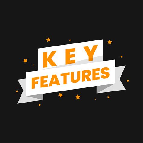 key features products review icon label sign design vector