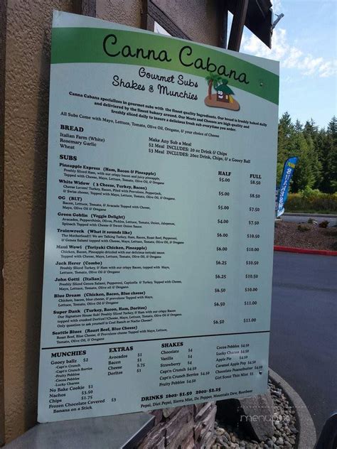 Menu Of Canna Cabana In Lacey Wa 98503