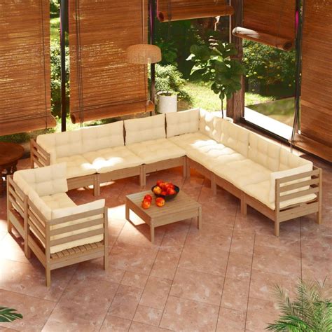 Maison Exclusive Pcs Conj Lounge Jardim Almofad Es Pinho Maci O