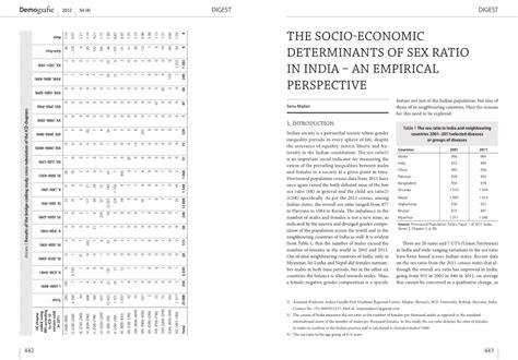 Pdf The Socio Economic Determinants Of Sex Ration In India An Empirical Perspective