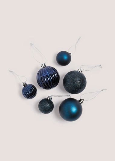 20 Pack Blue Christmas Baubles Matalan