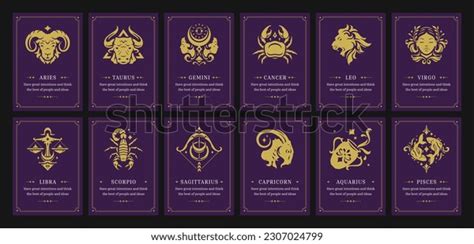 Zodiac Symbols Astrology Horoscope Vintage Card Stock Vector (Royalty ...