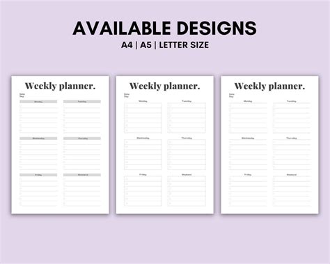 Printable Weekly Planner, Day Planner, Work Planner, To-do List ...