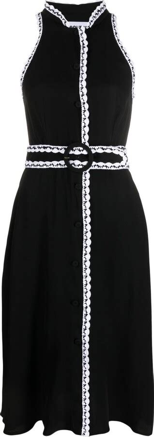 Moschino Contrast Stitch Belted Midi Dress Shopstyle