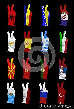 Flags Of Southern Europe Stock Image - Image: 25905731