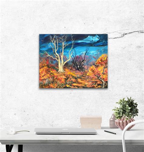 Fall Abstract Landscape, Original Acrylic Landscape Painting, Tree ...