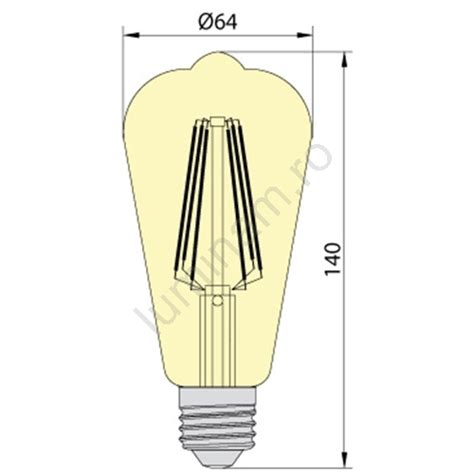 Bec Led Ledstar Amber St64 E27 10w 230v 2200k Luminam