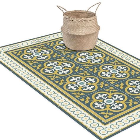 LIMA Tapis Vinyle Carreaux De Ciment Jaune Et Vert 49 5x100 Cm1