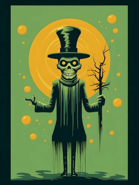 Premium Photo | Abstract vintage halloween poster with skeleton