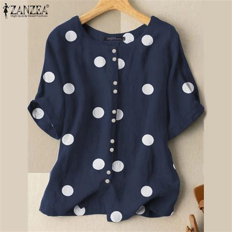 Cheap Zanzea Summer Fashion Polka Dot T Shirt Women Casual O Neck Short