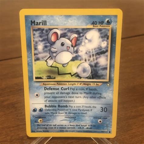 Pokemon Marill 66 111 Neo Genesis Card Vintage 2000 Nintendo Lightly