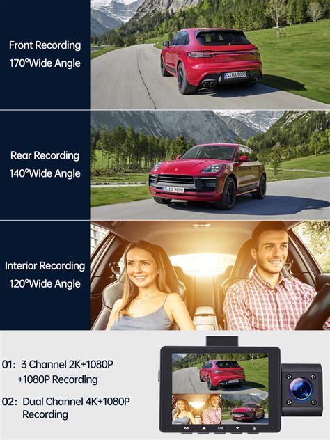 Toguard 4k Dash Cam Front And Rear Inside 3 Channel Dashcam 4k1080p