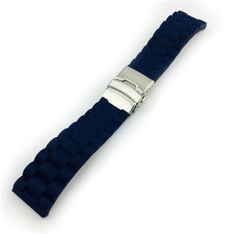 Raymond Weil Compatible Blue Rubber Silicone Replacement Watch Band Strap Double Locking Buckle